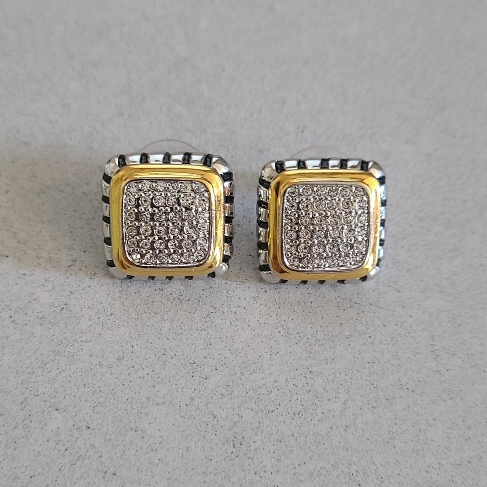 Fifth Avenue Collection Square Rhinestone Earrings